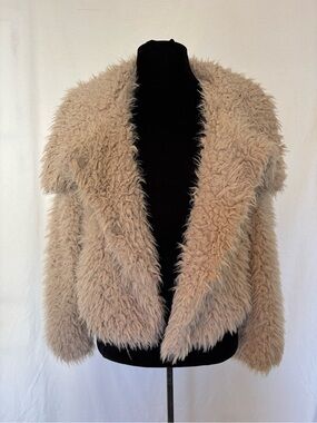 Zara Faux Fur Teddy Jacket Cream Mob Wife Quiet Luxury Fairycore Small